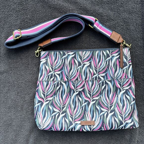 Fossil Handbags - FOSSIL Multi-Colored Botanical PVC/Leather Crossbody Purse Bag Preowned